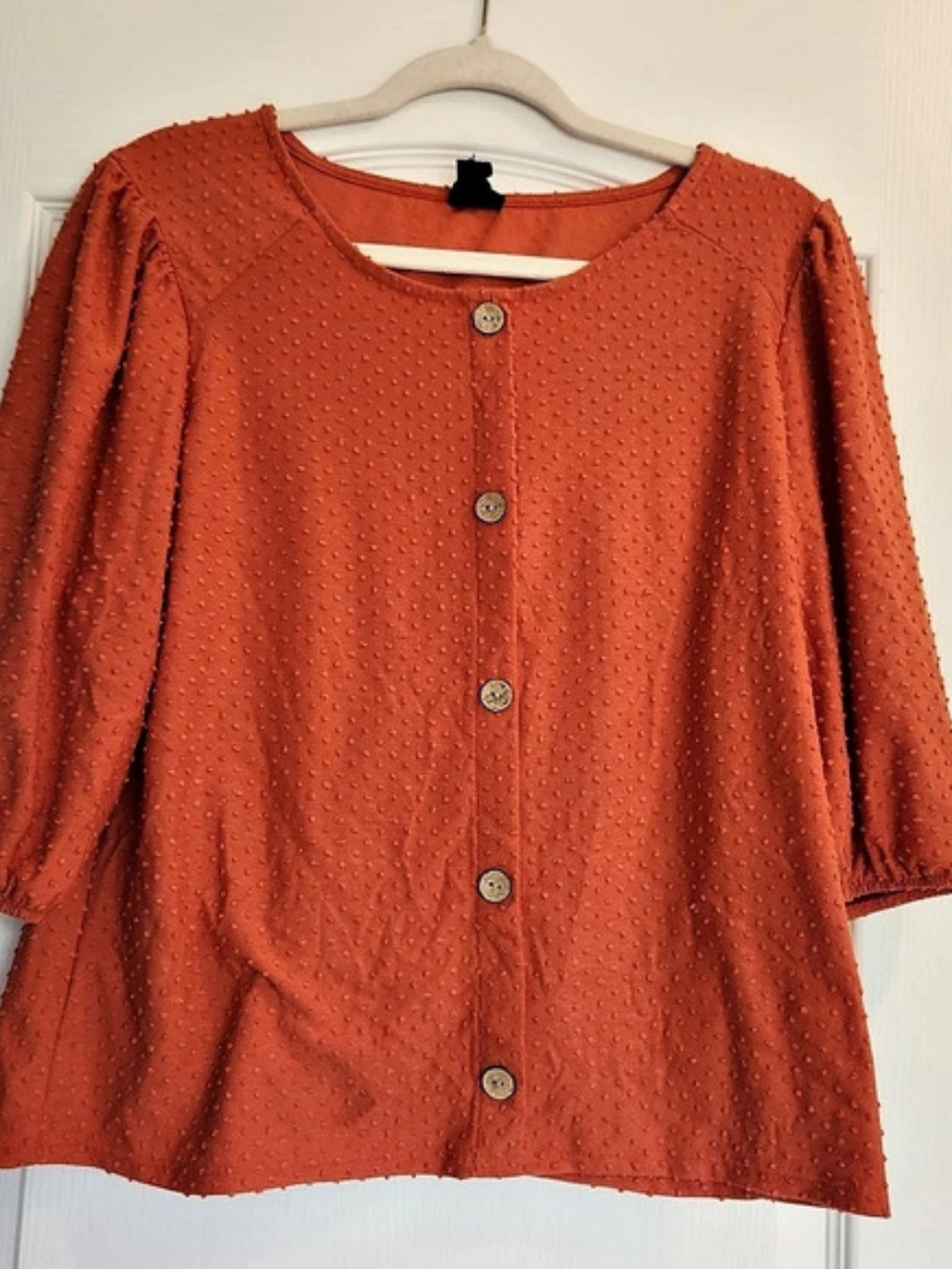 W5 Textured Button Front Blouse in Orange Like New XL